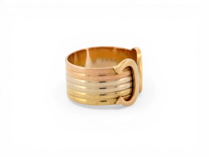 Bague 55 Cartier Double C - Bague en or jaune, blanc et rose 18k 58 Facettes 271542