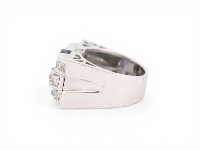 Bague 52 Bague tank Art déco en or 18k, saphir et diamants 58 Facettes 273907