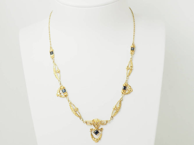 Collier Collier Art nouveau draperie en or jaune 18 carats et saphirs 58 Facettes 33681