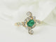Bague 56 Bague Art Nouveau en or jaune 18 carats avec émeraude et diamants 58 Facettes 33679