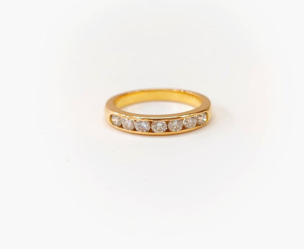 Bague 51 Demi-alliance - Bague en or jaune 18K et diamants 58 Facettes All.demi.B.0.60ct-2170