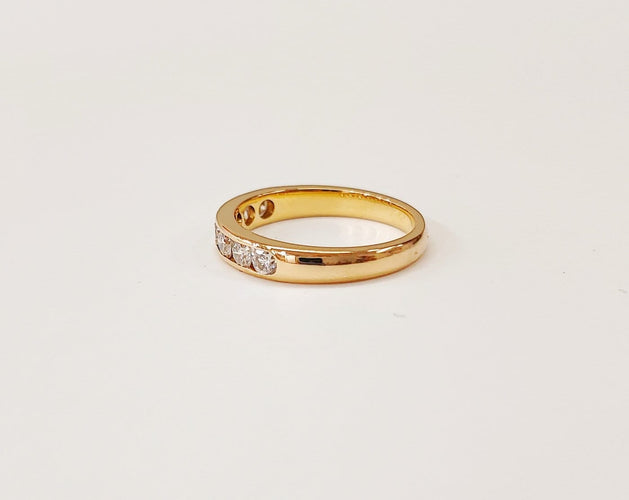 Bague 51 Demi-alliance - Bague en or jaune 18K et diamants 58 Facettes All.demi.B.0.60ct-2170