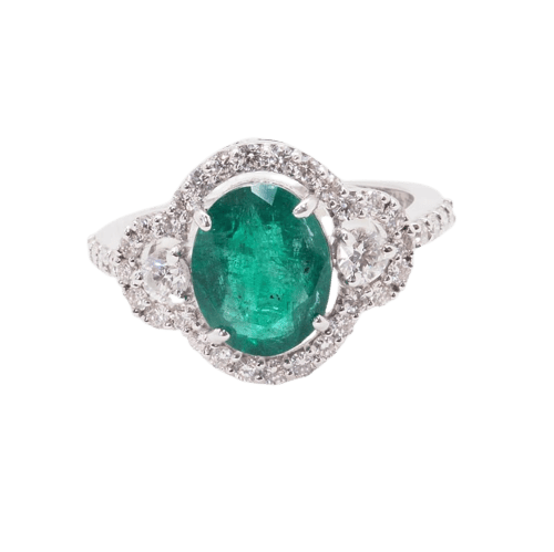 Bague 55 Bague - Émeraude et diamants en or jaune 18 carats 58 Facettes 4800