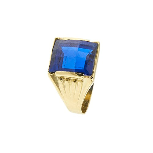 Bague Bague homme chevalière - Zaffir rectangulaire en or jaune 18 ct 58 Facettes 38987