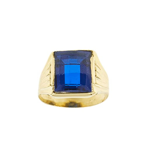 Bague Bague homme chevalière - Zaffir rectangulaire en or jaune 18 ct 58 Facettes 38987