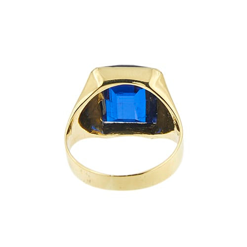 Bague Bague homme chevalière - Zaffir rectangulaire en or jaune 18 ct 58 Facettes 38987