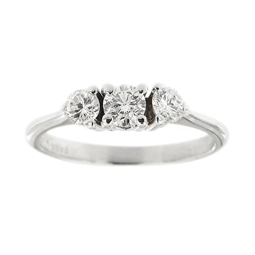 Bague 54 Bague trilogy - Bague en or blanc 18 ct et diamants 0,53 ct 58 Facettes 39024