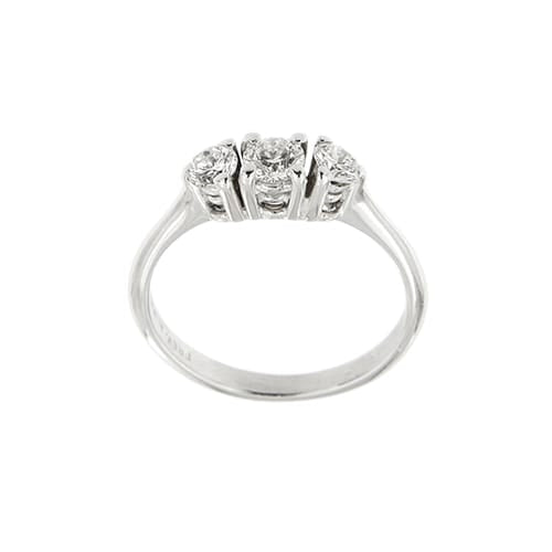 Bague 54 Bague trilogy - Bague en or blanc 18 ct et diamants 0,53 ct 58 Facettes 39024