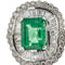 Bague 56 Bague halo en or blanc 18 ct avec émeraude et diamants 58 Facettes 38792