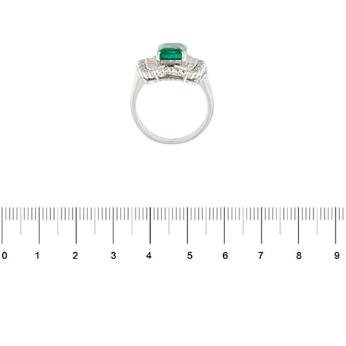 Bague 56 Bague halo en or blanc 18 ct avec émeraude et diamants 58 Facettes 38792