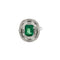 Bague 56 Bague halo en or blanc 18 ct avec émeraude et diamants 58 Facettes 38792