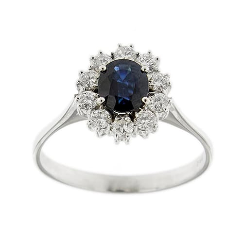 Bague Bague fleur en or blanc 18 ct avec saphir et diamants 58 Facettes 38076