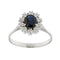 Bague Bague fleur en or blanc 18 ct avec saphir et diamants 58 Facettes 38076