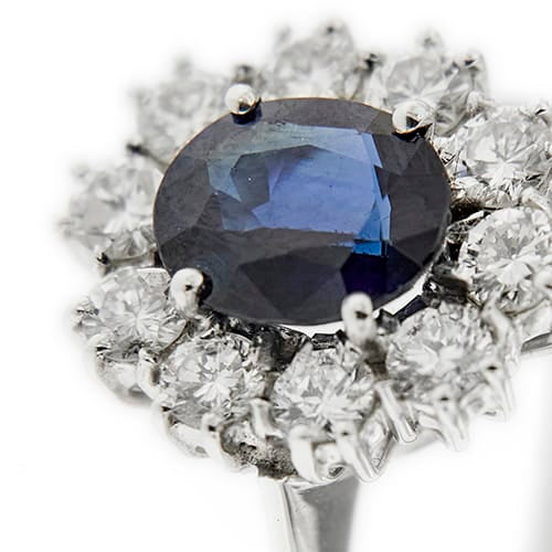 Bague Bague fleur en or blanc 18 ct avec saphir et diamants 58 Facettes 38076