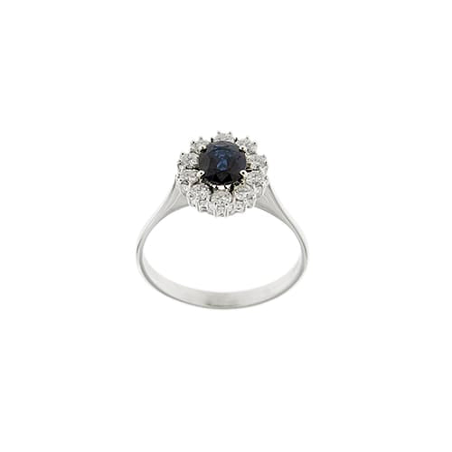 Bague Bague fleur en or blanc 18 ct avec saphir et diamants 58 Facettes 38076