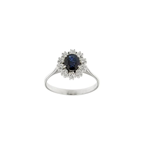 Bague Bague fleur en or blanc 18 ct avec saphir et diamants 58 Facettes 38076