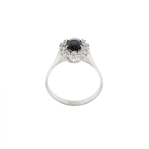 Bague Bague fleur en or blanc 18 ct avec saphir et diamants 58 Facettes 38076