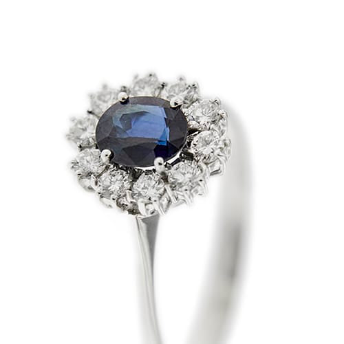 Bague Bague fleur en or blanc 18 ct avec saphir et diamants 58 Facettes 38076