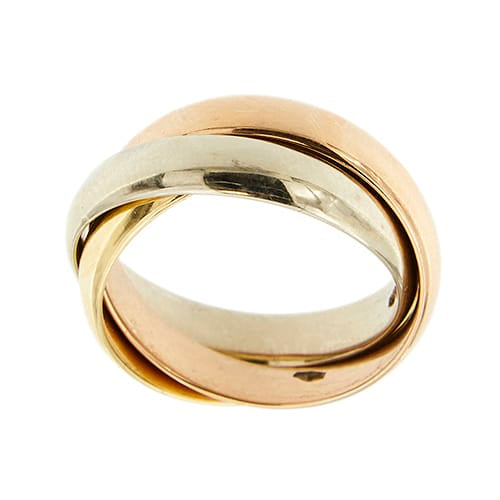 Bague 55 Bague trinité - Bague trois anneaux en or jaune, blanc et rose 58 Facettes 40444
