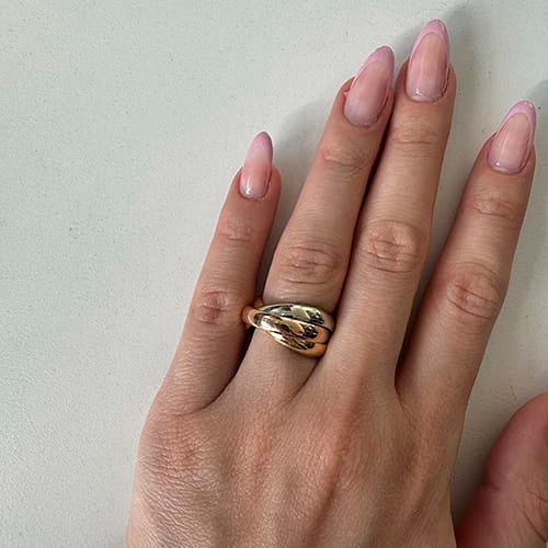 Bague 55 Bague trinité - Bague trois anneaux en or jaune, blanc et rose 58 Facettes 40444