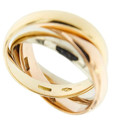 Bague 55 Bague trinité - Bague trois anneaux en or jaune, blanc et rose 58 Facettes 40444