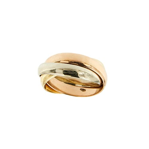 Bague 55 Bague trinité - Bague trois anneaux en or jaune, blanc et rose 58 Facettes 40444