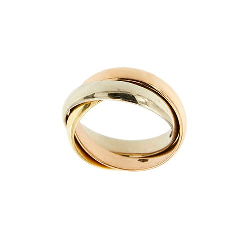 Bague 55 Bague trinité - Bague trois anneaux en or jaune, blanc et rose 58 Facettes 40444