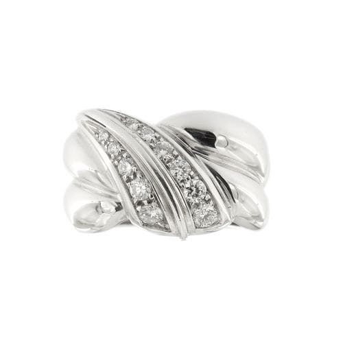 Bague 54 Bague bandeau nœud en or blanc 18 ct et diamants 58 Facettes 29354