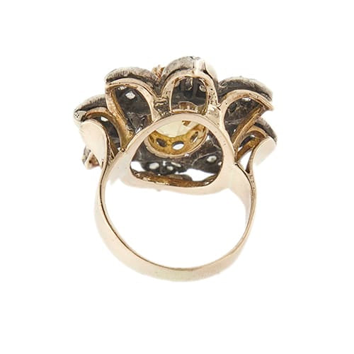 Bague Bague fleur - Citrine et diamants en or rose 18 ct 58 Facettes 35956
