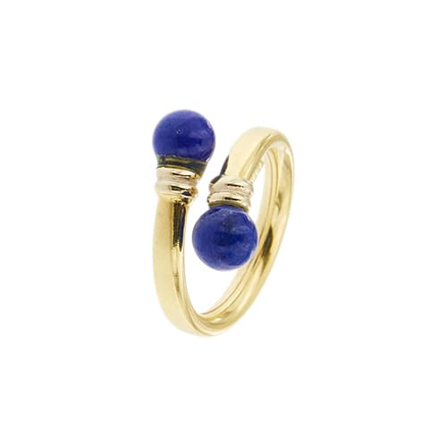 Bague Bague contrarié ouverte en or jaune 18 ct et lapis-lazuli 58 Facettes 28744