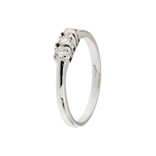 Bague 55 Bague trilogie - Bague en or blanc 18 ct et diamants 0,18 ct 58 Facettes 22500