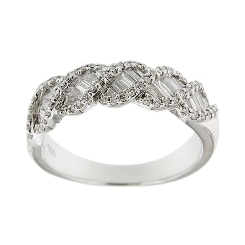 Bague 55 Bague rivière ondulée - Diamants 1,00 ct en or blanc 18 ct 58 Facettes 37816