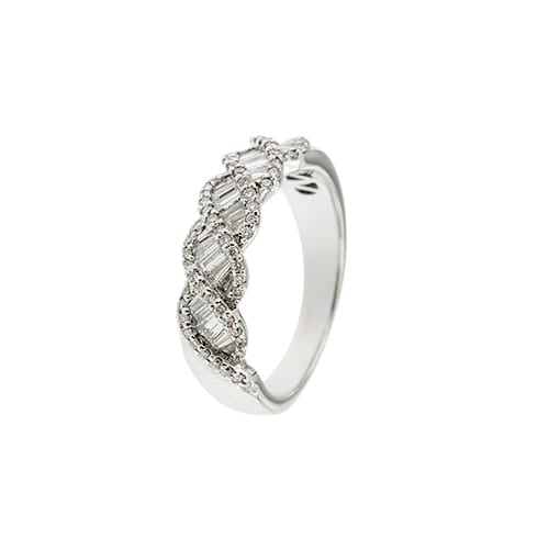 Bague 55 Bague rivière ondulée - Diamants 1,00 ct en or blanc 18 ct 58 Facettes 37816