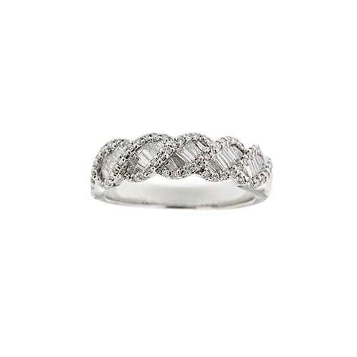 Bague 55 Bague rivière ondulée - Diamants 1,00 ct en or blanc 18 ct 58 Facettes 37816