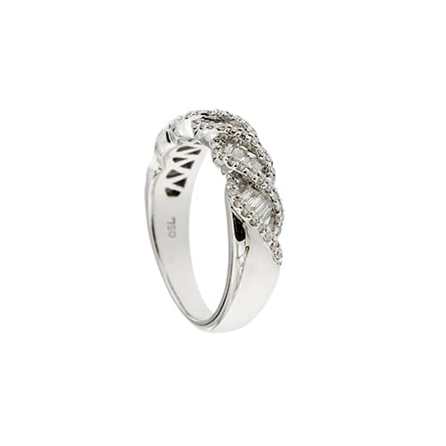 Bague 55 Bague rivière ondulée - Diamants 1,00 ct en or blanc 18 ct 58 Facettes 37816