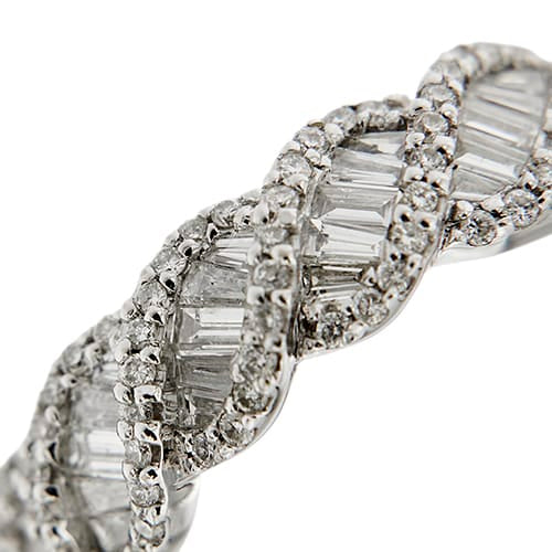 Bague 55 Bague rivière ondulée - Diamants 1,00 ct en or blanc 18 ct 58 Facettes 37816