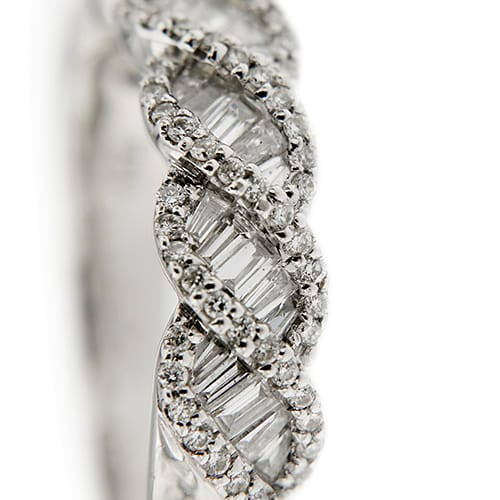 Bague 55 Bague rivière ondulée - Diamants 1,00 ct en or blanc 18 ct 58 Facettes 37816
