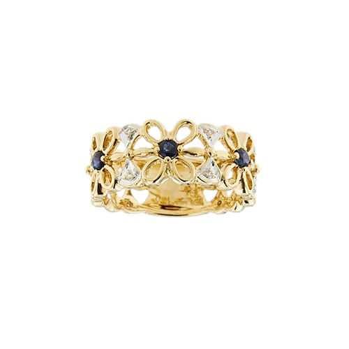 Bague Bague bandeau - or jaune 18 ct, saphirs et diamants 58 Facettes 35044