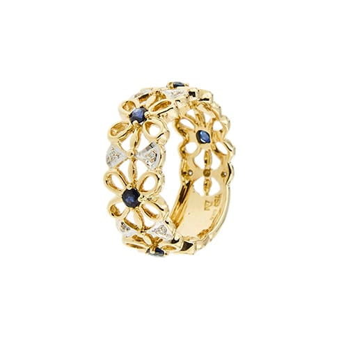 Bague Bague bandeau - or jaune 18 ct, saphirs et diamants 58 Facettes 35044