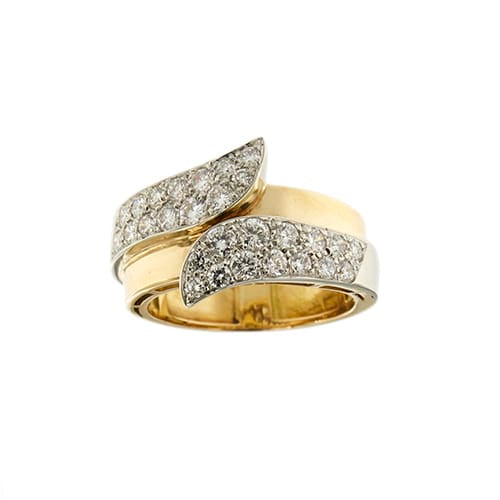 Bague 53 Bague jonc à diamants en or jaune et or blanc 18 ct 58 Facettes 35066