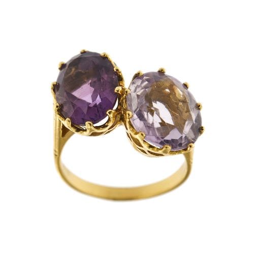 Bague Bague - Ametista et Rose de France en or jaune 18 ct 58 Facettes 30179