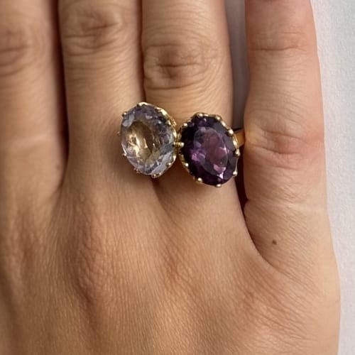 Bague Bague - Ametista et Rose de France en or jaune 18 ct 58 Facettes 30179