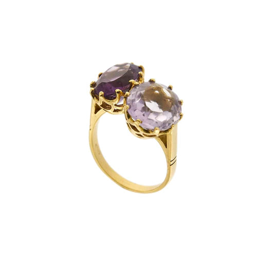 Bague Bague - Ametista et Rose de France en or jaune 18 ct 58 Facettes 30179