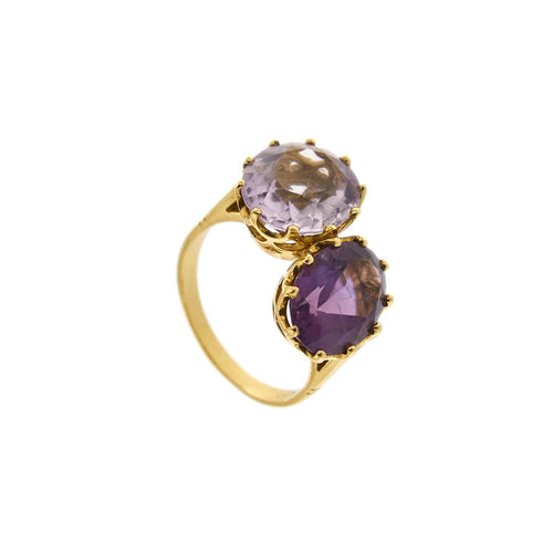 Bague Bague - Ametista et Rose de France en or jaune 18 ct 58 Facettes 30179