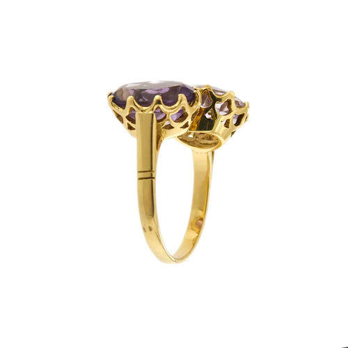 Bague Bague - Ametista et Rose de France en or jaune 18 ct 58 Facettes 30179