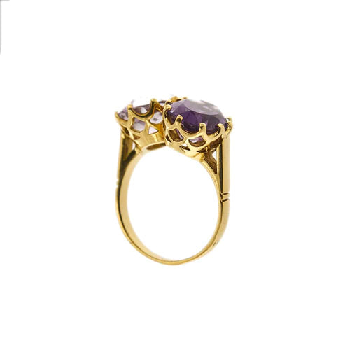 Bague Bague - Ametista et Rose de France en or jaune 18 ct 58 Facettes 30179