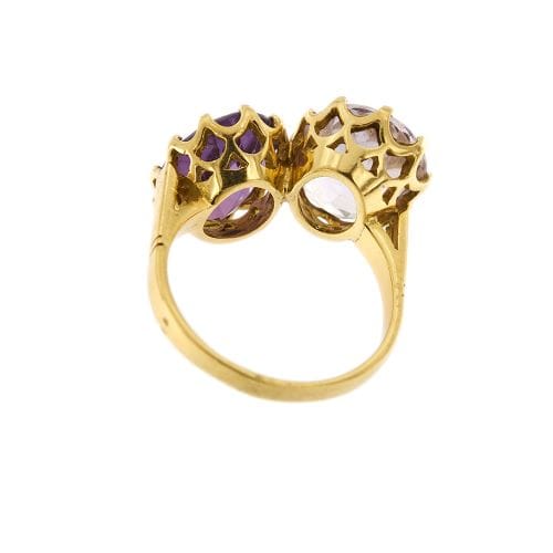 Bague Bague - Ametista et Rose de France en or jaune 18 ct 58 Facettes 30179