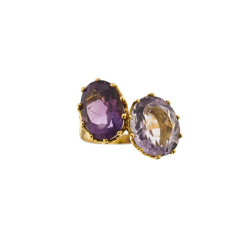 Bague Bague - Ametista et Rose de France en or jaune 18 ct 58 Facettes 30179
