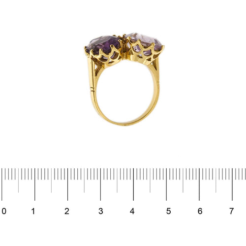 Bague Bague - Ametista et Rose de France en or jaune 18 ct 58 Facettes 30179
