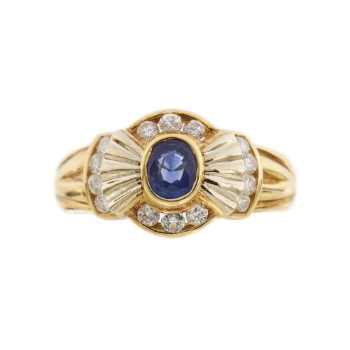 Bague 63 Bague vintage nœud en or jaune 18 ct, saphir et diamants 58 Facettes 27454